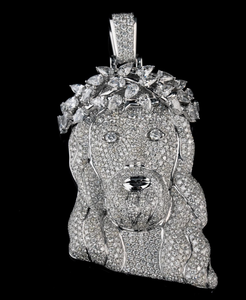 Colgante de Jesús con incrustaciones de moissanita, plata de ley 925, joyería hip hop, regalo para ella - Product Image 2