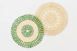 Elegant Navy <b>Ring</b> Seagrass Placemat Round Hollow Looped Tablemat Heatproof Coaster Rustic Charger <b>Plates</b> For Fine Dining Restaur - Product Image 3