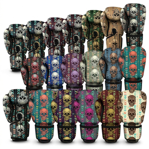 Guantes de Boxeo con Diseño de Calavera Serigrafiados al por Mayor, Guantes Profesionales para Entrenamiento de Muay Thai, MMA, Sparring, Fitness y Gimnasio - Product Image 1