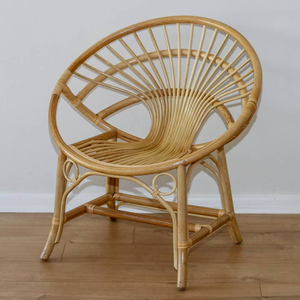 Handmade Bamboo and Rattan Single Seater <b>Chair</b> with Cushion Brown Woven Accent <b>Chair</b> for <b>Living</b> <b>Room</b> Study Office Balcony - Product Image 6