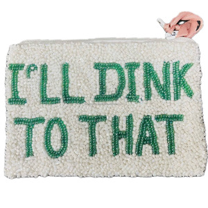 Pochette à monnaie perlée en forme de raquette de pickleball verte, sac magnétique fait à la main, pochette de poignet, pochette de sport scintillante, cadeau, pliable, tendance, pour femmes - Product Image 2