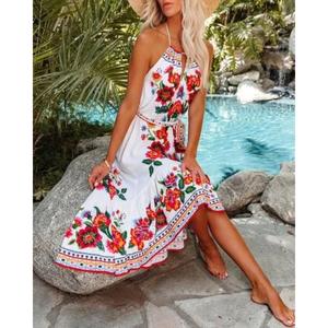 Vestido Maxi Sexy con Escote Profundo en V, Volantes y Diseño Asimétrico, Elegante para Fiestas, Transpirable, 100% Algodón, para Todas las Temporadas - Product Image 6