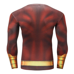 Camiseta de Compresión de Manga Larga para Hombre, Estilo Superhéroe, para MMA, con Estampado Rojo y Dorado, Protección UPF50+, Poliéster/Algodón, Secado Rápido, para Entrenamiento - Product Image 2