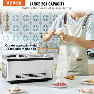 Automatico 2 quarti in acciaio inox elettrico sorbetto Maker incorporato compressore gelatiera macchina Display LCD Timer No gelatiere - Product Image 2
