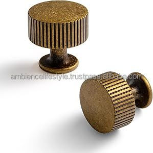 Modern Minimal Brass Knobs Sleek Cabinet Drawer <b>Pull</b> Handles Contemporary Furniture Hardware Accessories Clean Stylish Look - Product Image 2