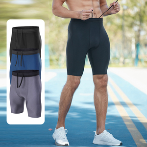 <b>Men</b> Compression <b>Shorts</b> Mid Waist Drawstring Quick Dry Solid Spandex Polyester Sporty Gray Blue <b>Black</b> - Product Image 6