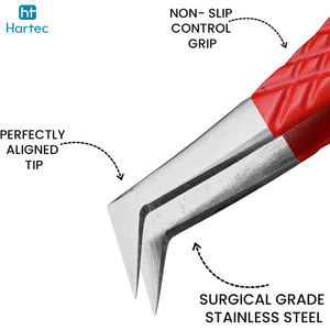 2026 Red Color Ergonomic Textured Handle Durable High-Performance OEM ODM Service Eyelash Extension and Volume Tweezers - Product Image 4