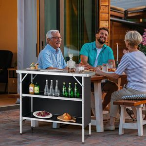 Tavolo da Campeggio Pieghevole a 2 Ripiani con Mensole Aperte per Barbecue all'Aperto, Prodotto Durevole e Portatile - Product Image 4