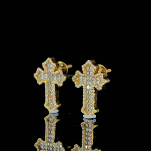 Luxury Cross Shape Lab Grown Diamond Earrings 925 Sterling <b>Silver</b> Hip Hop Jewelry - Product Image 4