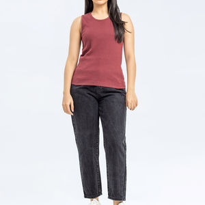 Camiseta sin mangas para mujer, informal, de verano, para fitness, chaleco corto, colores sólidos, top corto de punto, camisetas sin mangas para mujer, para fitness, precio razonable - Product Image 6