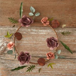Handmade Metal Wall Wreath Artificial Rose <b>Flower</b> Floral Garland for Home Wedding Decoration Rustic Iron <b>Wire</b> Wreath Wall Decor - Product Image 1