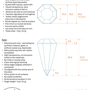 Cristal de Cuarzo Natural Facetado de Alta Calidad (37 mm de Largo, 20 mm de Diámetro de Base) - Product Image 1