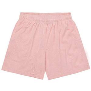 <b>Men's</b> <b>Pink</b> Breathable Woven Mesh Shorts Mid Waist Drawstring Closure Casual Style Front Logo Eco-Friendly Polyester Solid Color - Product Image 1
