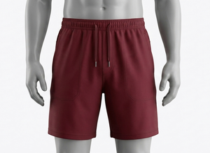 Pantalones Cortos Deportivos para Hombre, Color Granate Sólido, con Cordón Ajustable, Corte Regular, con Bolsillos, para Todas las Temporadas - Product Image 1