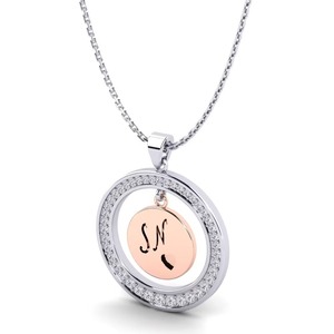 จี้ห้อยคอเงินแท้ 925 ประดับมอสซาไนต์ รุ่น Initial SN Charm พร้อมสร้อยคอวงกลมคริสตัล เครื่องประดับโรแมนติกสำหรับทุกเพศ - Product Image 4