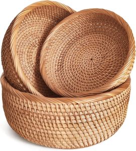 Cesta de Frutas de Ratán para la Encimera de la Cocina, Cesta para Servir Pan, Cestas para Alimentos, Cestas Decorativas para Servir Pan, Frutas - Product Image 1