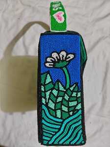 Handcrafted Seed Bead Embroidered Lightweight <b>Square</b> Shape Customizable Clutch Bag - Product Image 5