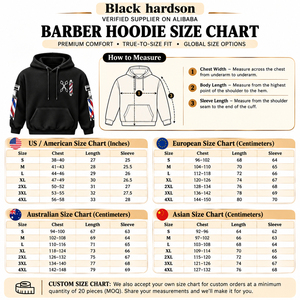 <b>Men</b> Barber Hoodie Premium 350 GSM Cotton Polyester Custom Printed Logo Pullover <b>Sweatshirt</b> <b>Black</b> Streetwear Autumn Waterproof - Product Image 3