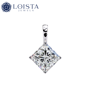 LOISTA สร้อยคอจี้เพชรทรงเจ้าหญิง แพลตตินั่มคลาสสิค เครื่องประดับหมั้นสำหรับผู้หญิงที่ได้รับการรับรองจาก GIA - Product Image 1