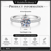 Runder Brillant 1ct Moissanit Solitär-Ring 8 Farben Champagner Amethyst Saphir Smaragd Rosa 925 Silber Verlobungsring Großhandel