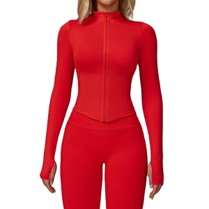 Ropa Deportiva para Mujer, Camiseta de Yoga sin Costuras de Color Sólido, Manga Larga, Top Corto para Entrenamiento, Secado Rápido, Transpirable, Conjuntos de Yoga - Product Image 3