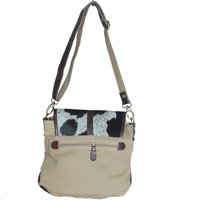 Collection Mayra – Sacs fourre-tout décontractés pour femmes en cuir de vachette véritable et tissu de coton tissé à la main – Tailles et couleurs personnalisables – Deux chaînes et fermeture éclair