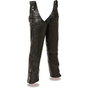 2025 Leather Men's Adjustable Side Snap Beltless Chaps Black <b>Motorcycle</b> & <b>Auto</b> <b>Racing</b> <b>Wear</b> SH1198 - Product Image 2