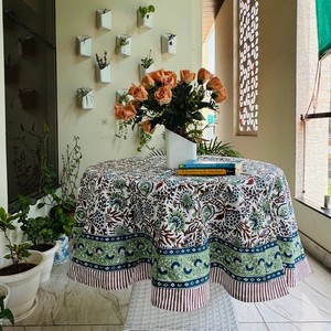 Indian Floral Block Print Premium Quality Handmade Cotton <b>Tablecloth</b> Square Covers Runner Modern Party 2026 - Product Image 1