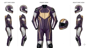 Traje de Motociclismo de Manga Larga para Hombre, Color Morado y Dorado, de PU Transpirable, para Todas las Estaciones - Product Image 2