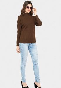 Robe pull longue élégante et décontractée à col montant épais, haut en tricot de qualité supérieure, fabriqué en Inde, prix de gros - Product Image 5