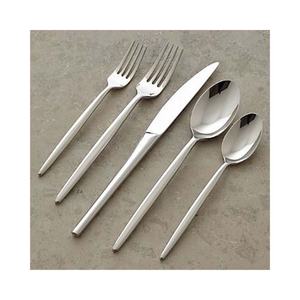 Cubiertos reales europeos con mango de diseño áspero plano plateado de acero inoxidable de lujo Juego de cubiertos New Look - Product Image 4