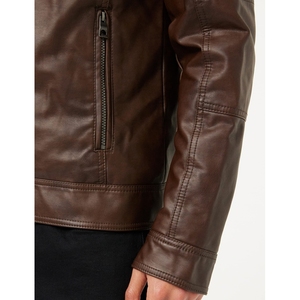 Design Your Own High Quality Men's Winter Leather Jacket with Stand Collar Long Sleeves Waterproof & Breathable - Product Image 5