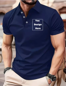 Camiseta Personalizada con Logotipo para Hombre, Manga Corta, Tejida, Informal, con Botones al Frente, Impresión Serigrafiada, Secado Rápido, 100% Algodón y Elastano - Product Image 1