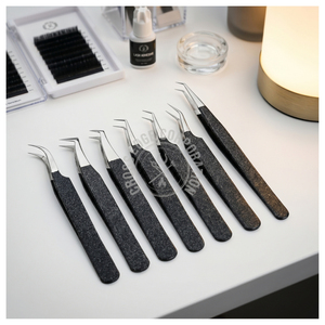 Pinzas para Pestañas de Acero Inoxidable Antideslizantes con Punta de Fibra, Pinzas Rectas para Pestañas, Herramientas para Técnicos de Pestañas, Kit de Pinzas para Extensión de Pestañas - Product Image 1