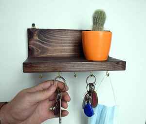 Porta Llaves de Madera con Diseño de Ganesh, Organizador de Pared con Ganchos y Estante para la Entrada del Hogar - Product Image 1