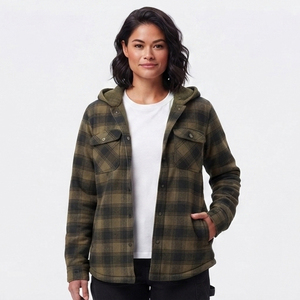 Women's Plaid Fleece <b>Jacket</b> Hooded Full Sleeve Winter Warm <b>Flannel</b> Outerwear <b>Jackets</b> Women <b>Flannel</b> <b>Jacket</b> With Sherpa Lining - Product Image 3