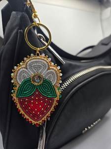 Handmade Classic Floral Embroidery Eco-Friendly Beaded <b>Keychain</b> <b>Customized</b> Shape for Weddings Holidays Birthday Celebrations - Product Image 3