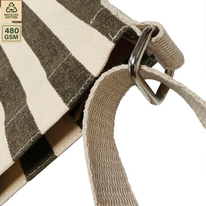 กระเป๋าผ้าแคนวาสลายทางปักลายตามสั่ง ขนาด 35x35 ซม. สายสะพายปรับได้ รับผลิตแบบ OEM ODM ขายส่ง - Product Image 2