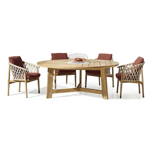 Sillón de Estilo Minimalista con Estructura de Madera y Cuerda, con Material de Madera de Teca para Decoración de Muebles del Hogar - Product Image 1