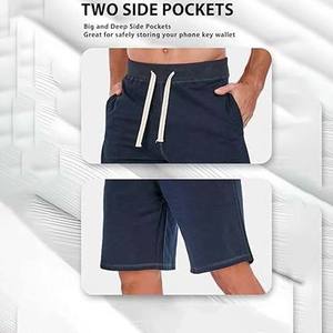 กางเกงขาสั้นผู้ชายผ้าฝ้ายโพลีเอสเตอร์น้ำหนักเบา สีกรมท่า - Product Image 2