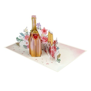 การ์ดอวยพรแบบป๊อปอัพทำมือ3D งานตามสั่งการ์ดแต่งงานพิมพ์ลายออฟเซตการ์ดเชิญสำหรับฉลองงานแต่งงานการออกแบบงานฝีมือ - Product Image 1