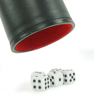 Gobelet à dés de luxe en cuir PU avec tissu en velours, forme cylindrique, sans jeu de dés inclus, pour jeux de société et activités de jeu, accessoire - Product Image 5