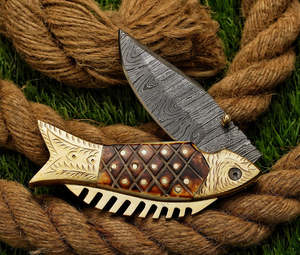 UA Supplies Customizable ODM/OBM Industrial/DIY Grade Damascus Steel 58 HRC Drop Point Honeycomb Wood Handle Razor Sharp <b>Knife</b> - Product Image 2