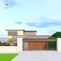 Puerta Corredera Grande de Hierro Forjado para Granja o Rancho, Estilo Rústico, Protección de Postes Reforzada, Modelado 3D