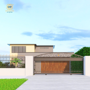 Portail coulissant en fer forgé orné de style néoclassique, sur mesure, artistique, forgé à la main, style français, entrée de villa, modélisation 3D personnalisée - Product Image 2