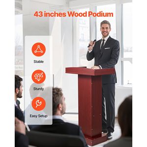 Elegante supporto per podio in legno da 41 pollici con ripiano portaoggetti per aula e chiesa per i mobili per la scuola - Product Image 2