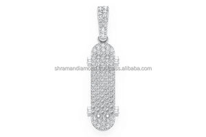 จี้สร้อยคอรูปทรงสเก็ตบอร์ดประดับเพชรแล็บโกรว์ ดีไซน์เรขาคณิตทันสมัย เงินแท้ 925 ชุบทอง เหมาะสำหรับเป็นของขวัญในงานปาร์ตี้ - Product Image 3