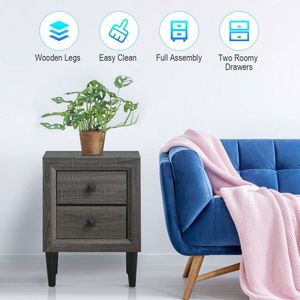 Comodino Multifunzionale in Stile Retrò con 2 Cassetti - Product Image 3