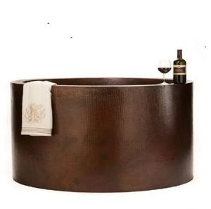 Bañera Ovalada de Cobre Independiente, Bañera Metálica Hecha a Mano con Acabado Pátin para Baño de Casa u Hotel - Product Image 2