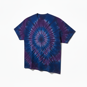 Camiseta de Manga Corta Tie-Dye para Hombre, Corte Regular, Cuello Redondo, Estilo Casual, Diseño Estampado Azul y Morado - Product Image 4